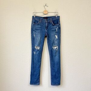 JAMES JEANS Neo Beau Distressed Straight Leg Blue Denim Grunge